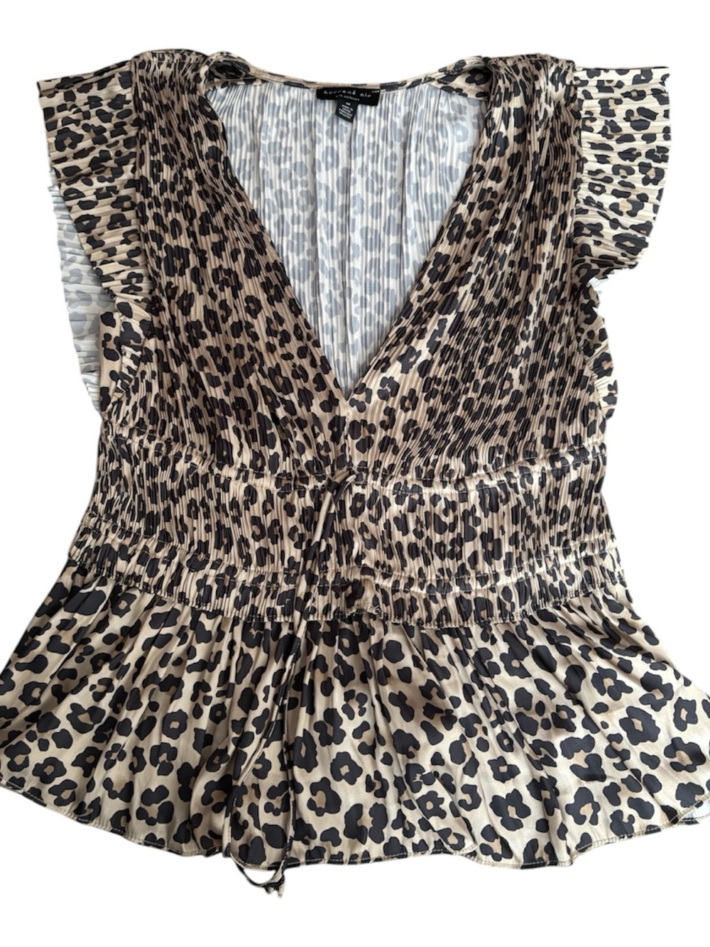 Current Air Leopard Print V-Neck Smocked Peplum Top Size Medium - Picture 4 of 9